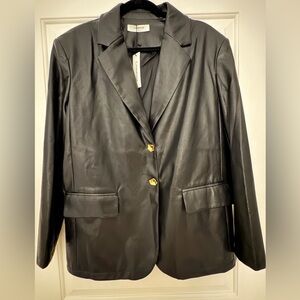 Commense Black Textured Blazer with Gold Buttons NWT